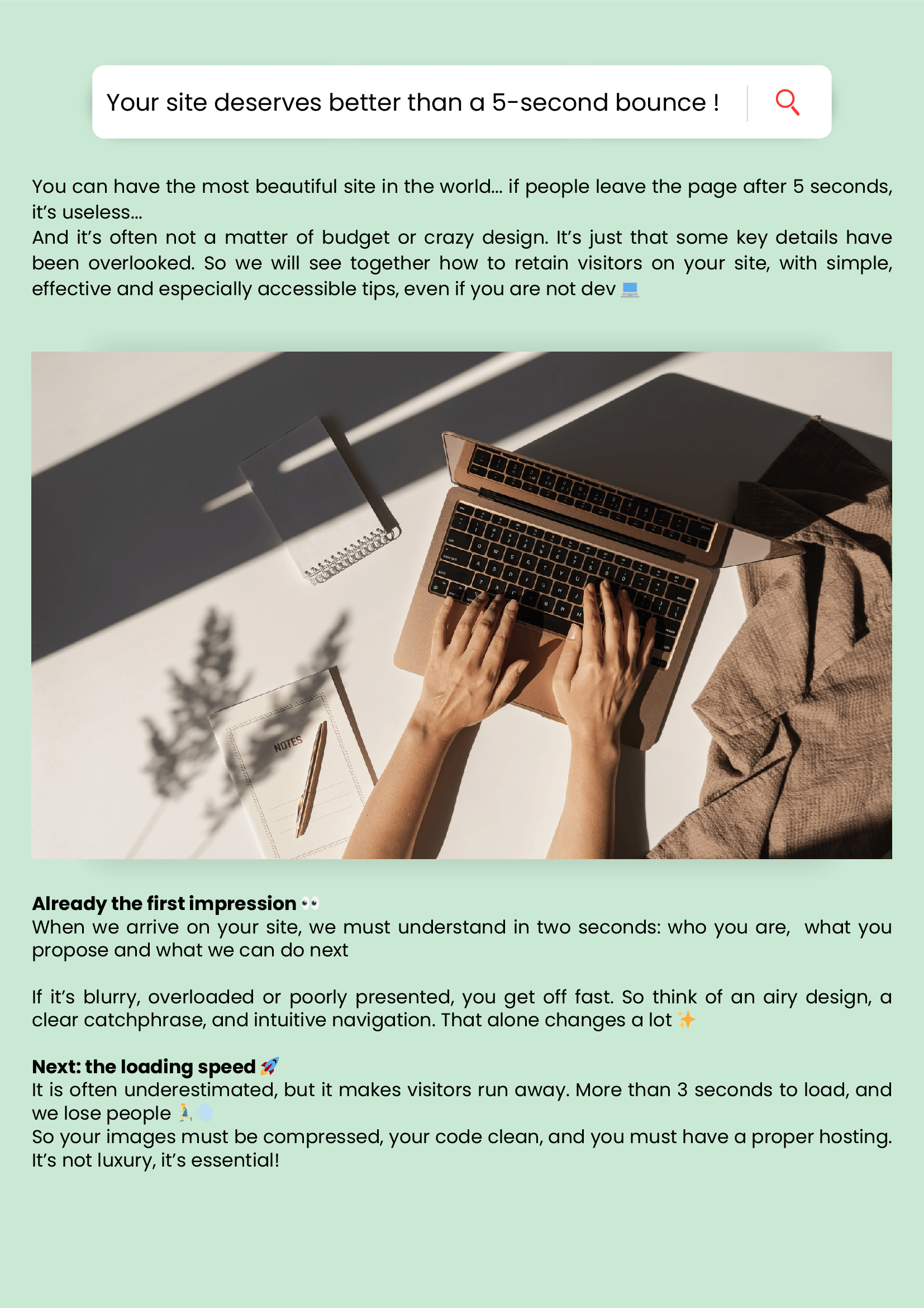 personne travaillant sur son site